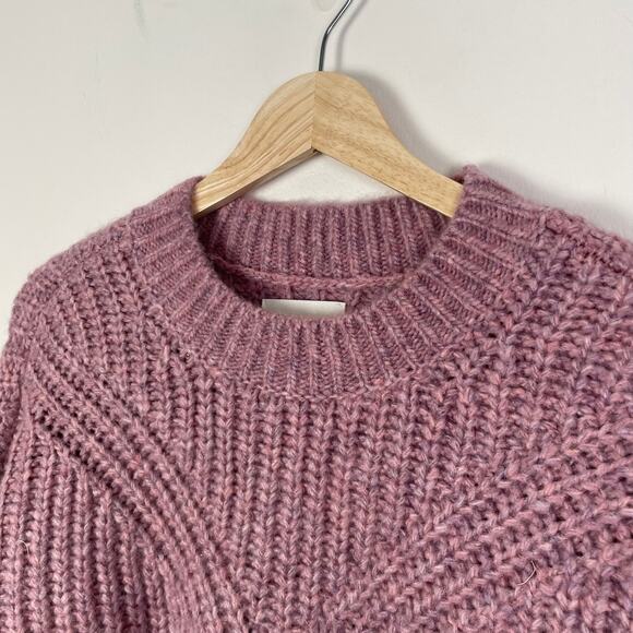 Abercrombie & Fitch Fluffy Crew Sweater Womens S Pink Pullover Fuzzy Knit Cozy - Picture 4 of 9
